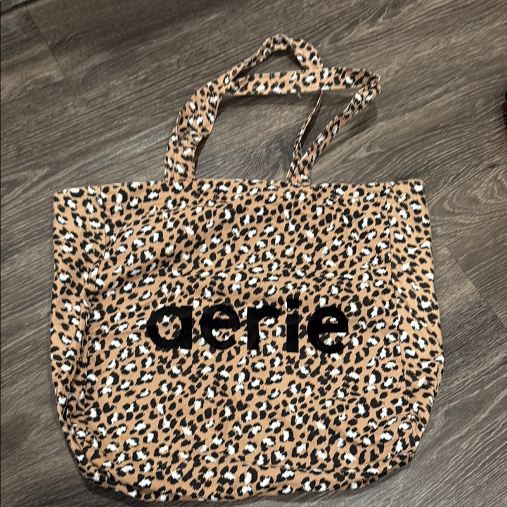 Aerie Brown and Black Leopard Print Tote Bag